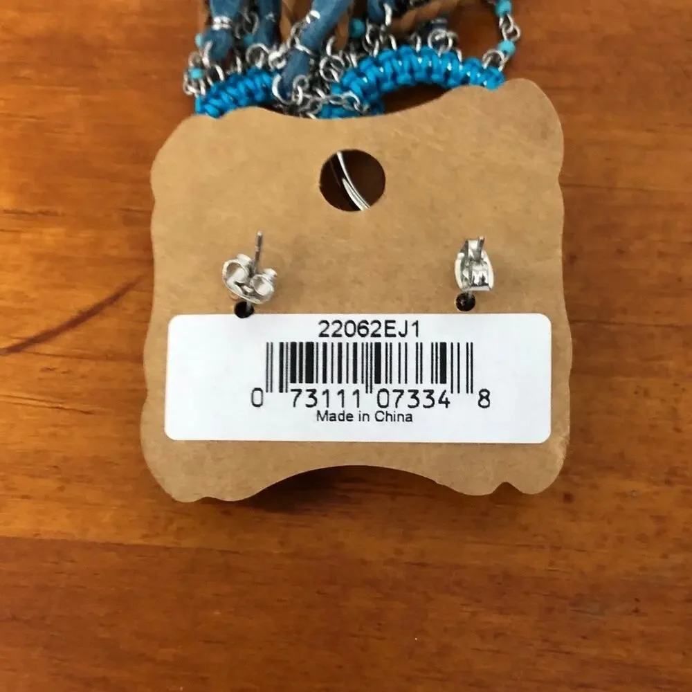 Justin Boots Turquoise Concho Fringe Earrings Western Cowgirl Boho Statement NWT
